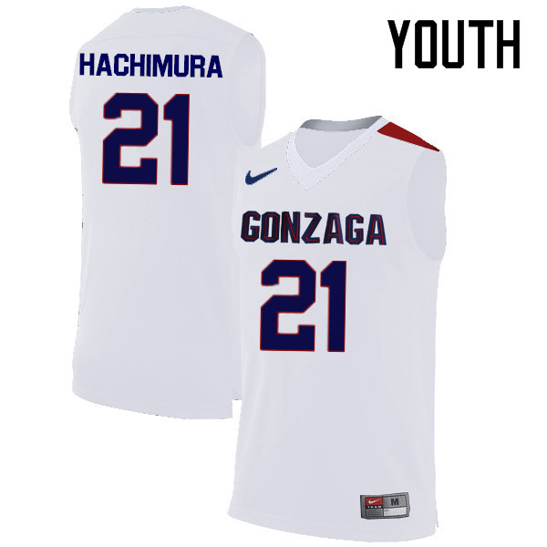 Youth #21 Rui Hachimura Gonzaga Bulldogs College Basketball Jerseys-White - Click Image to Close
